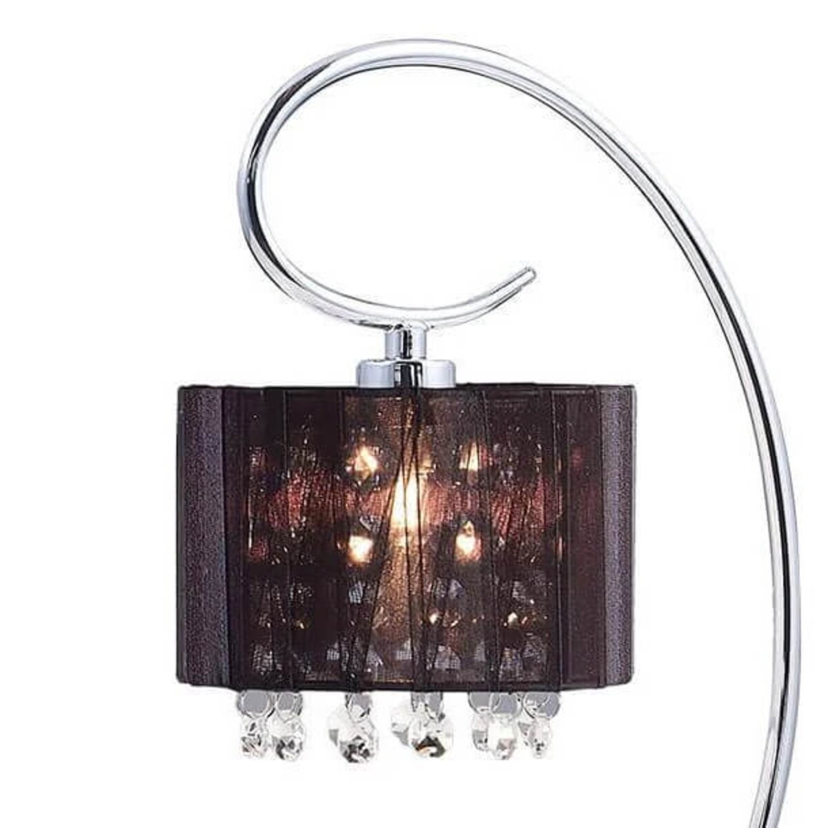 Abażurowa lampa stołowa SPAN MTM1583/1 Italux kryształki glamour crystal organza mgiełka czarny