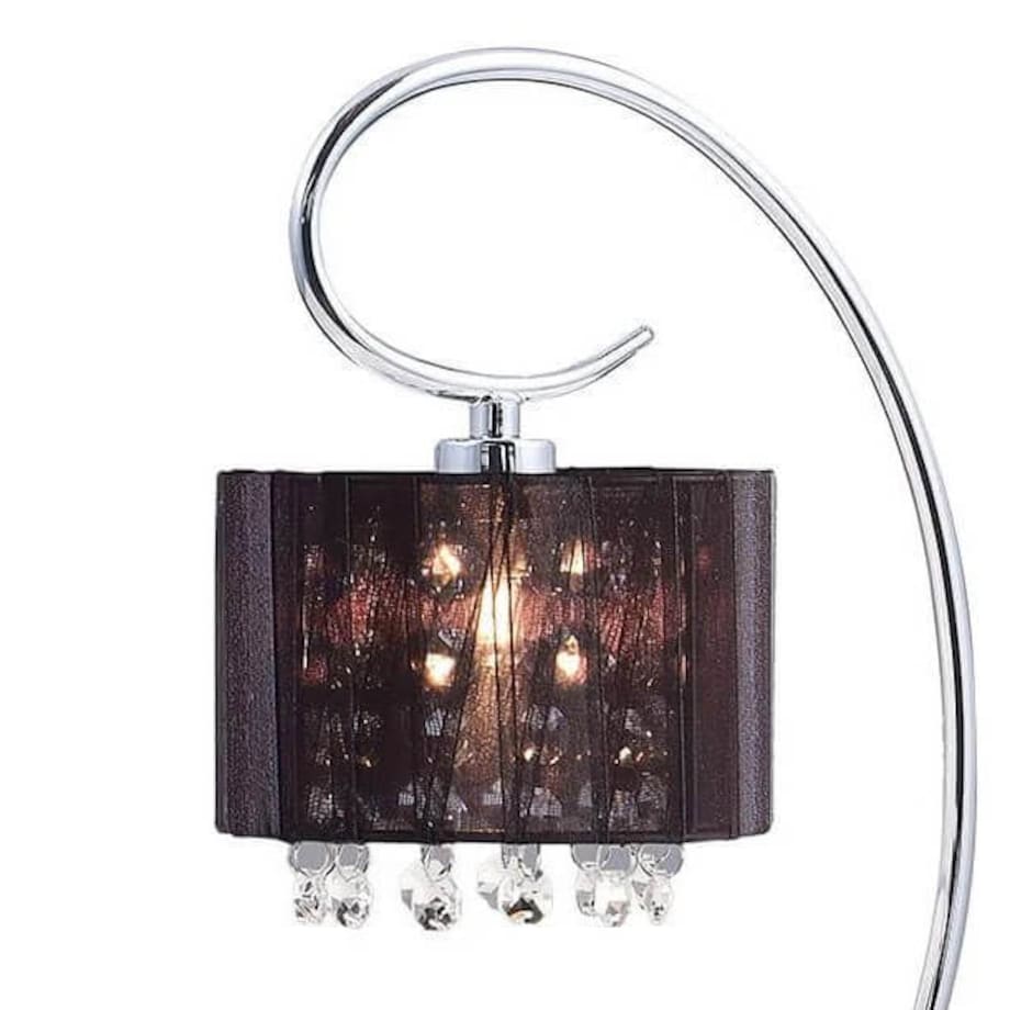 Abażurowa lampa stołowa SPAN MTM1583/1 Italux kryształki glamour crystal organza mgiełka czarny