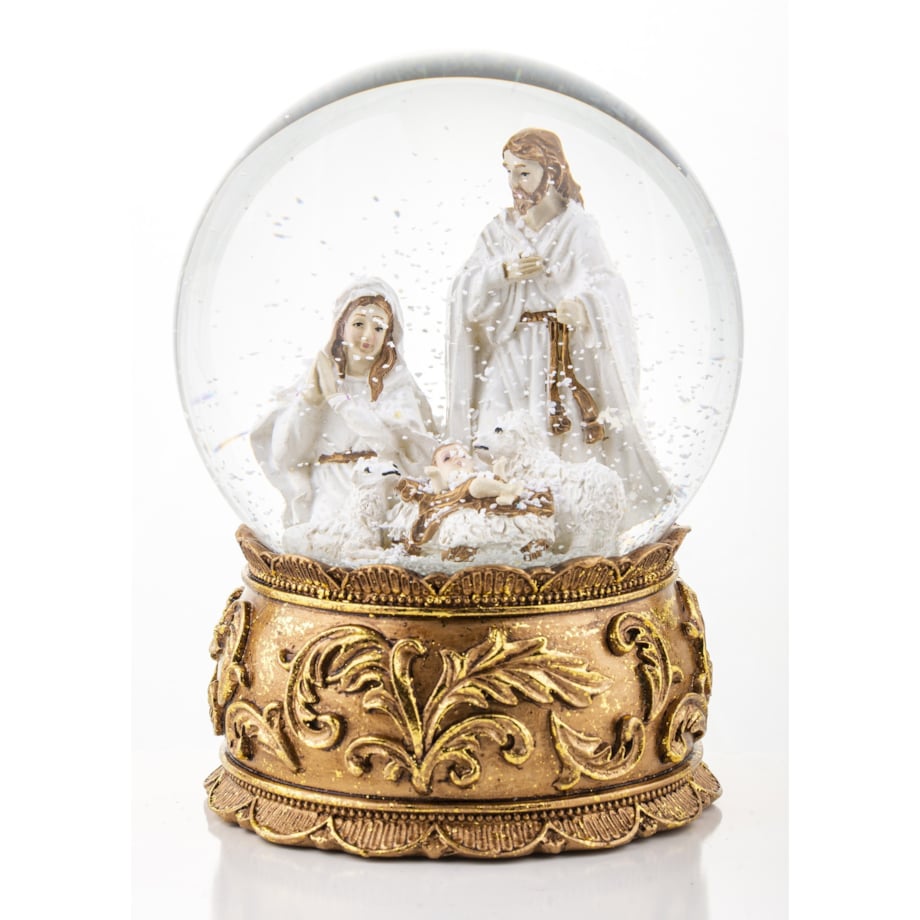 Szklana kula 16x11x11 cm BEBOLITO złota dekoracja