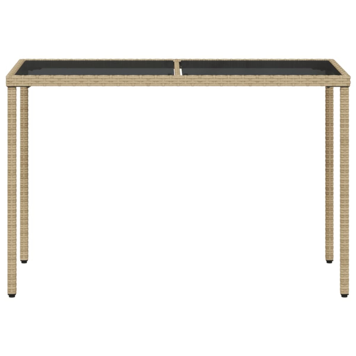 vidaXL Stół ogrodowy ze szklanym blatem, beż, 115x54x74 cm, rattan PE