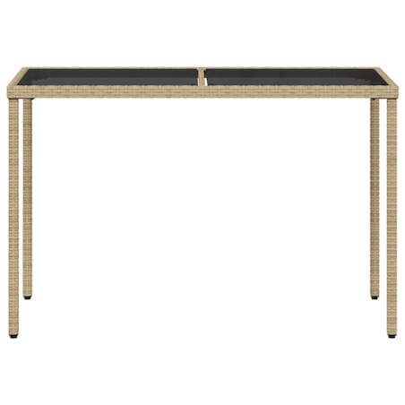 vidaXL Stół ogrodowy ze szklanym blatem, beż, 115x54x74 cm, rattan PE