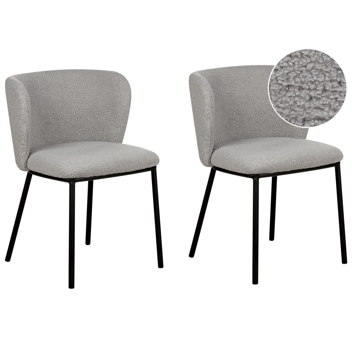 Zestaw 2 krzeseł do jadalni boucle szare MINA