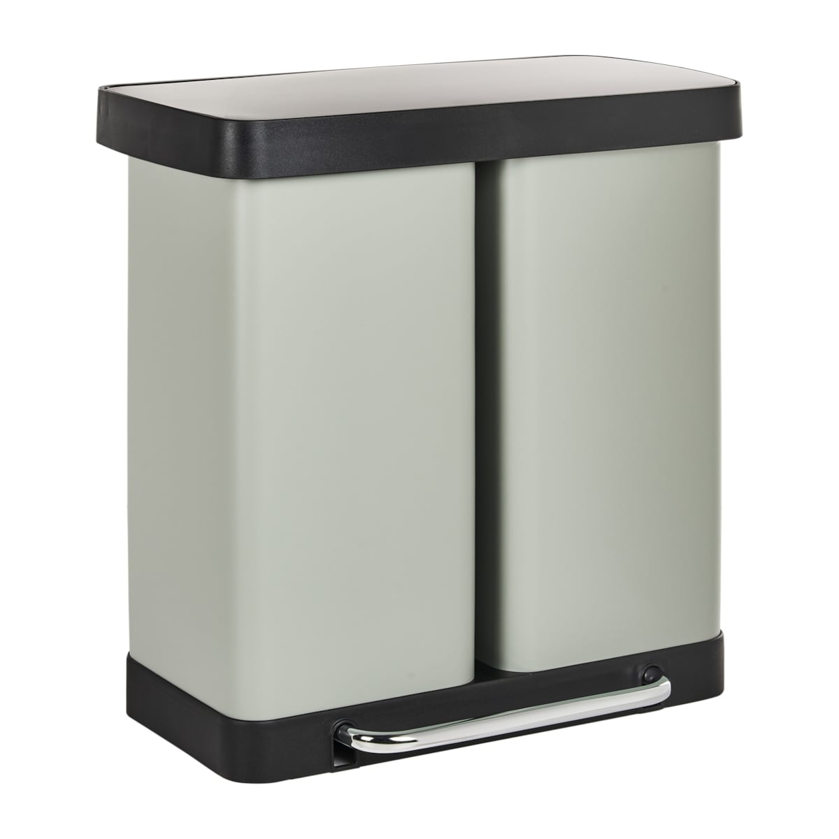 Kosz na śmieci z pedałem dwukomorowy 60 L ECOSORT Metal Jasnozielony