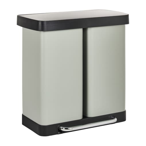 Kosz na śmieci z pedałem dwukomorowy 60 L ECOSORT Metal Jasnozielony