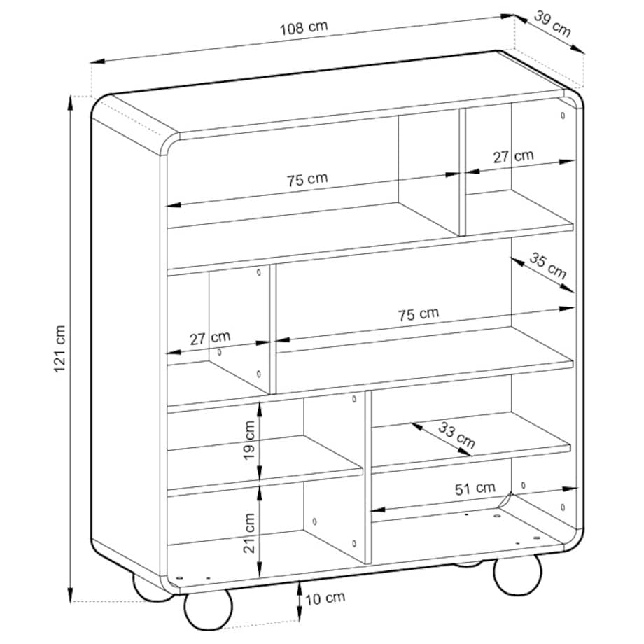 Komoda 108 ALBI w kolorze kaszmirowym na okrągłych nóżkach