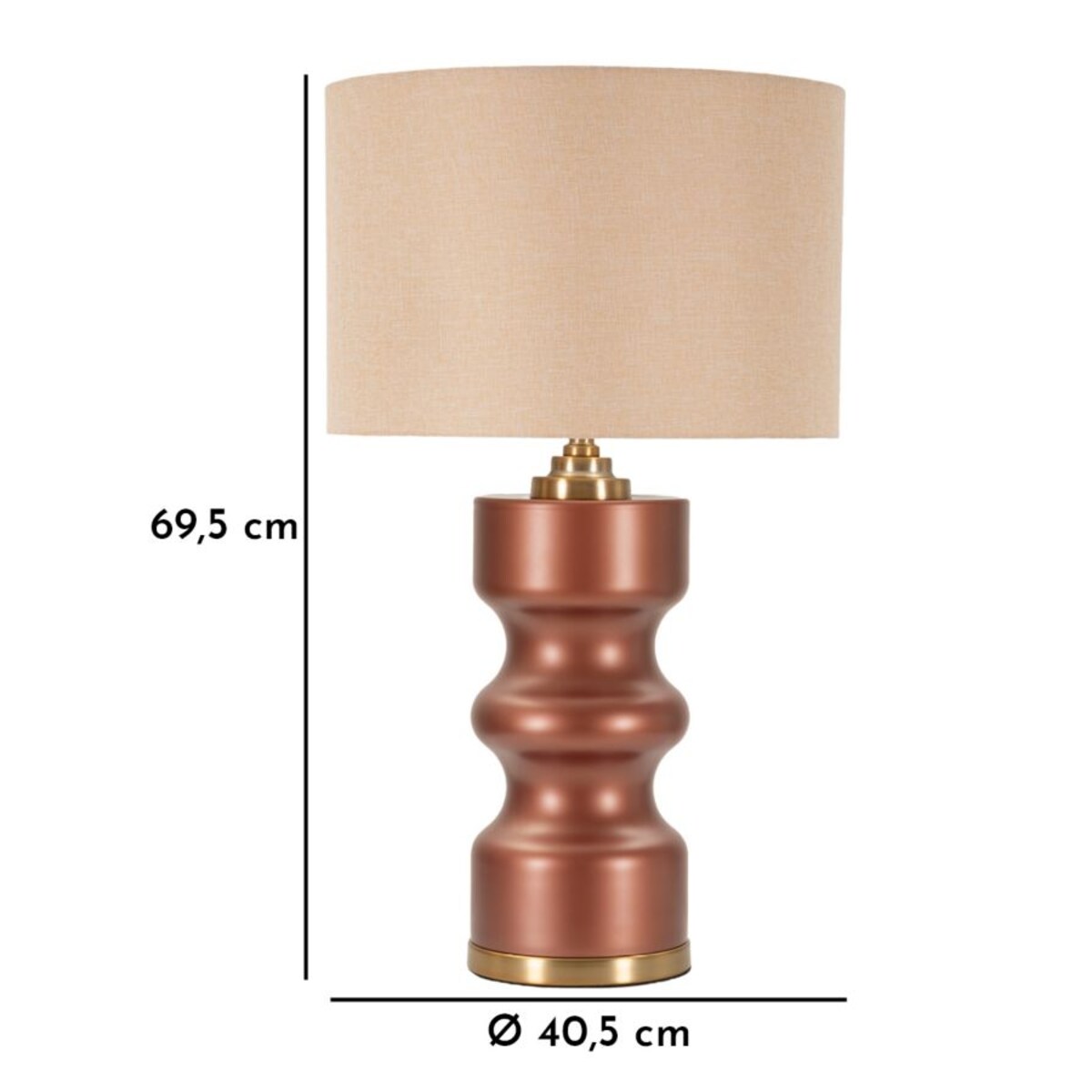 Lampa stołowa Rosenthal - H, kolor brązowy i złoty, szkło i żelazo, 40,5 x 40,5 x 69,5 cm, 1 x E27, styl glamour, do salonu i sypialni, Mauro Ferretti