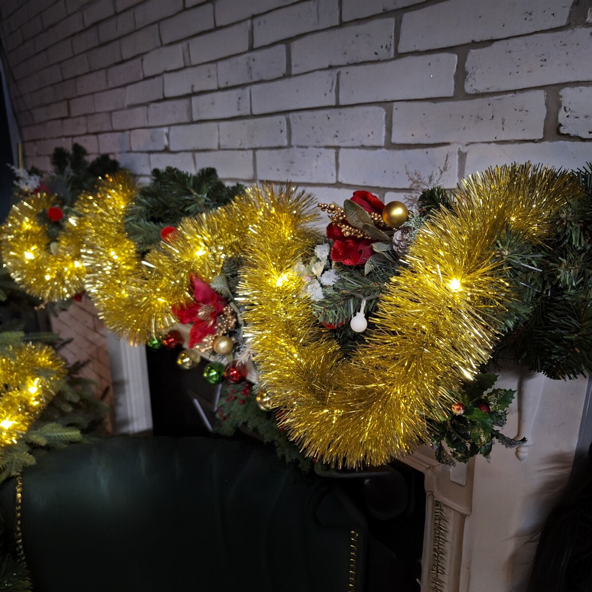 Łańcuch Led Choinkowy Złoty Na Baterie Świąteczny Na Choinkę 6 Metrów