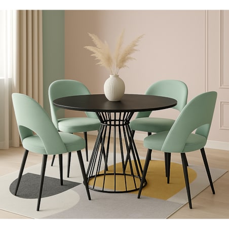 Okrągły stół Reo do salonu z metalową podstawą, blat 90 cm- czarny