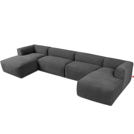 KONSIMO BUFFO 7/8-osobowa panoramiczna sofa narożna z wyjątkowo miękkim siedziskiem, kolor popielaty