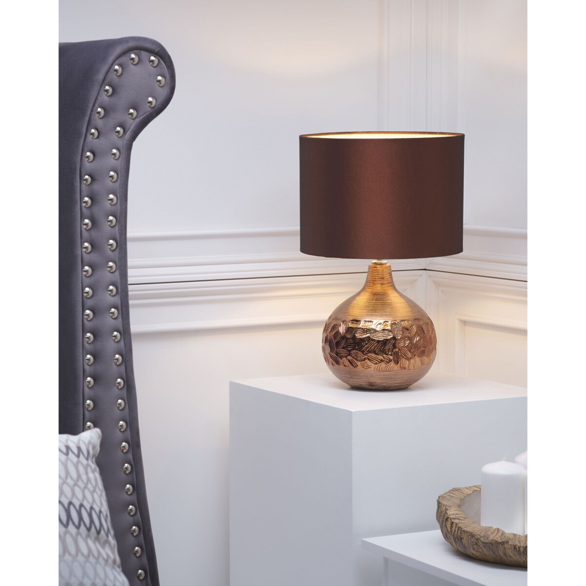 Lampa stołowa YAKIMA Porcelana Brązowy