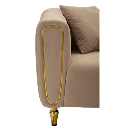 Sofa Alma, kolor szary i złoty, poliester, drewno eukaliptusowe, drewno sosnowe, sklejka i metal, 81 x 155 x 71 cm, do salonu, Mauro Ferretti