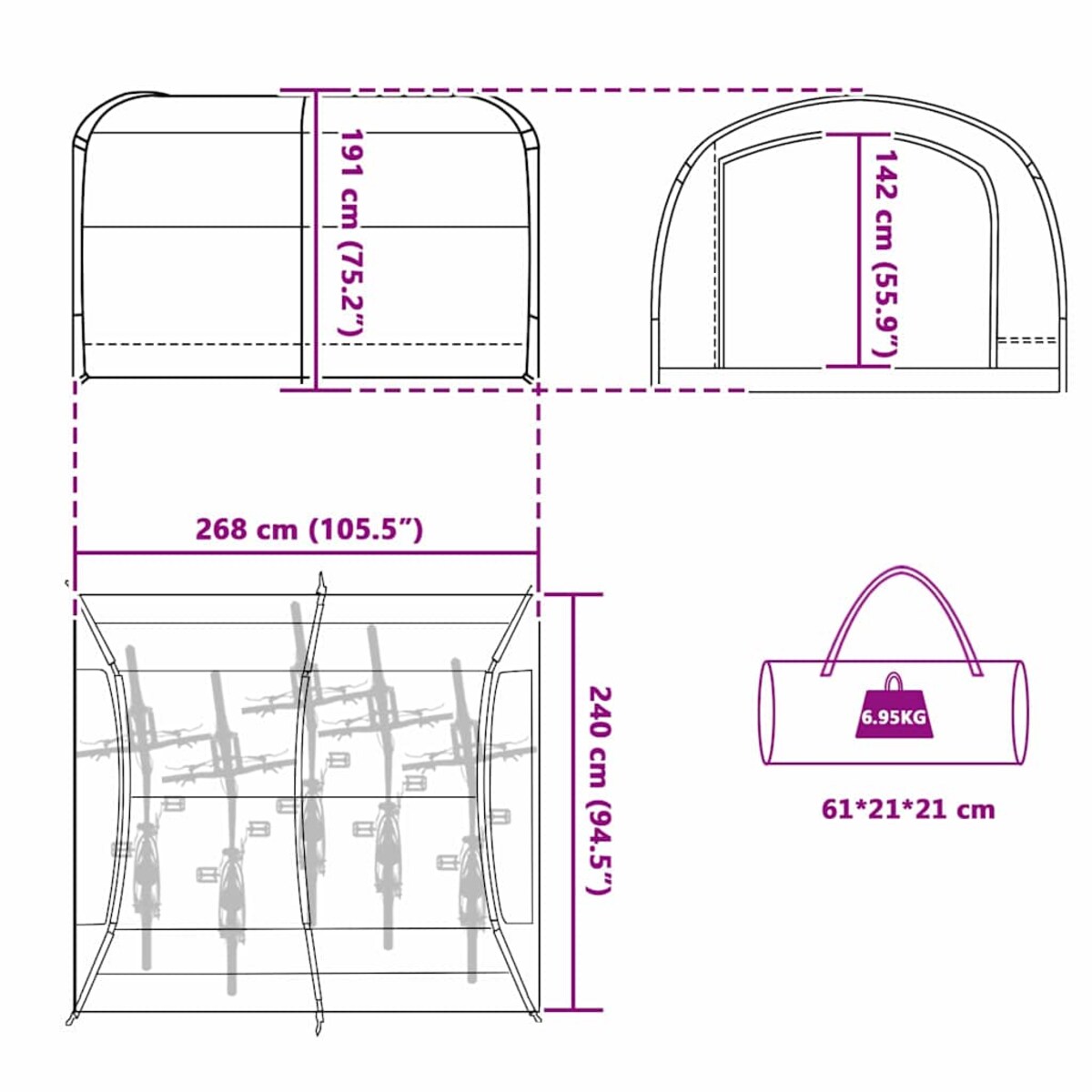 vidaXL Namiot Szary i pomarańczowy 268 x 240 x 191 cm Poliester