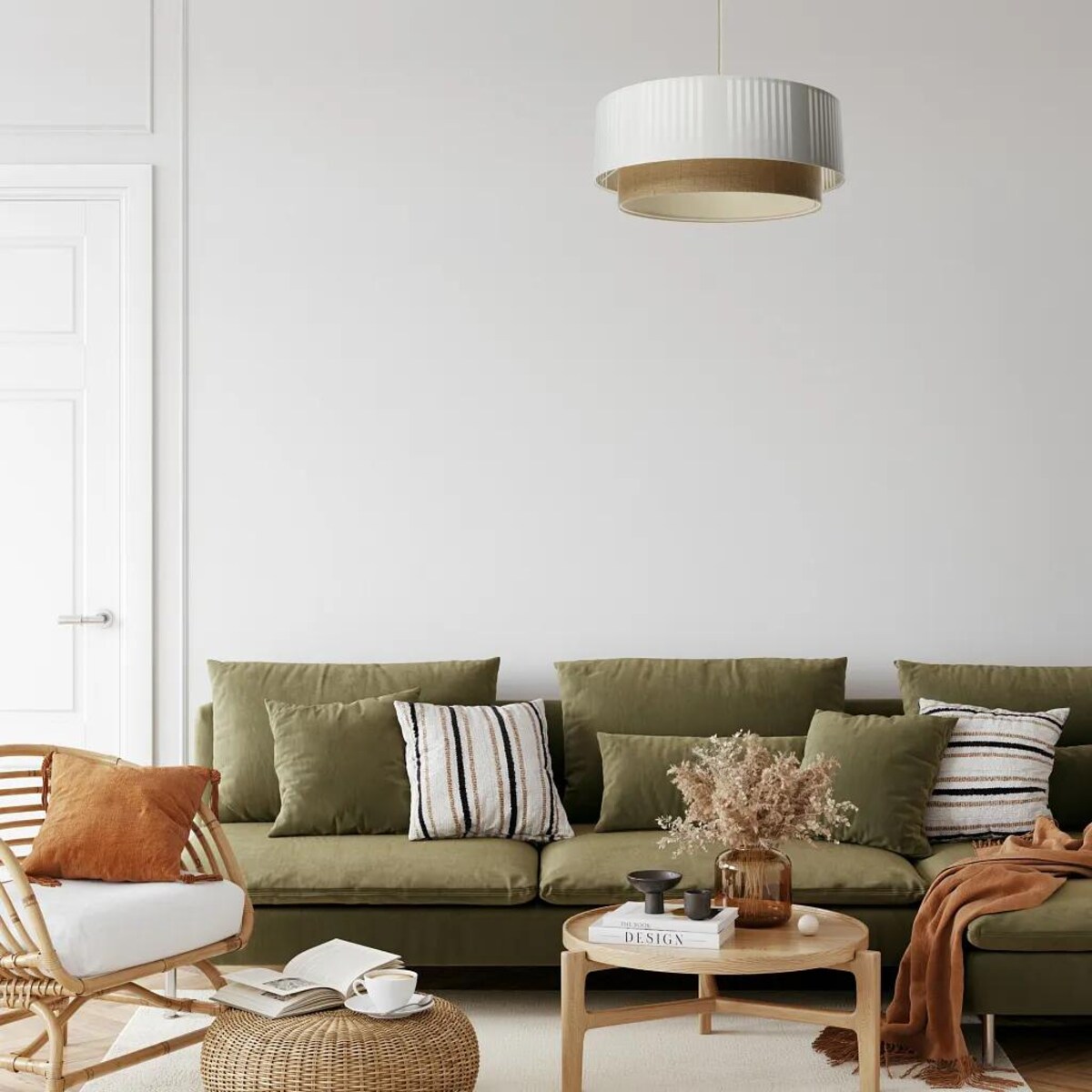 Lampa wisząca DUO LAMI LINE 50x20 biała/jutowa