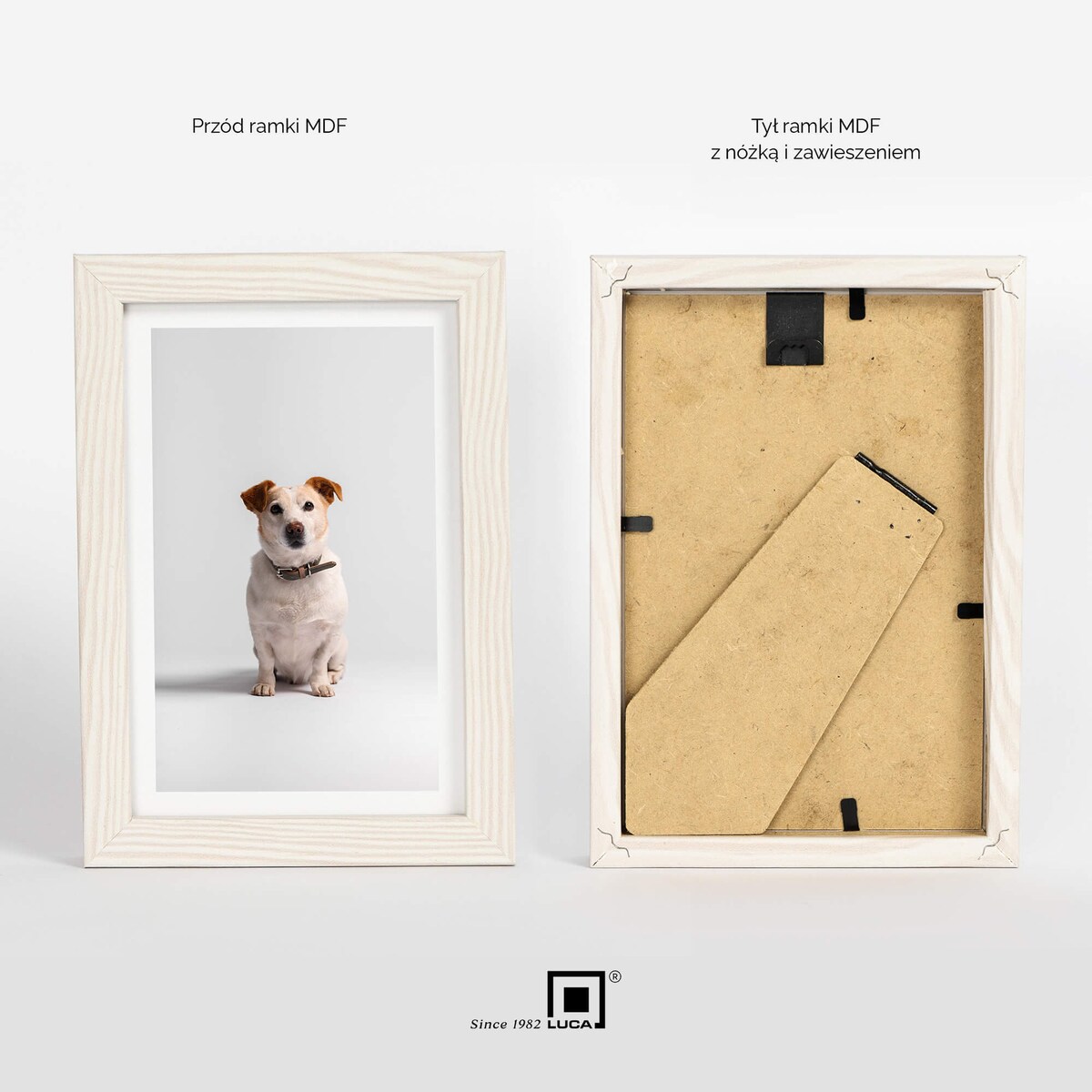 Biała ramka z przetarciami na zdjęcia 10x15 cm rama MDF z plexi wisząca stojąca klasyczna ramka