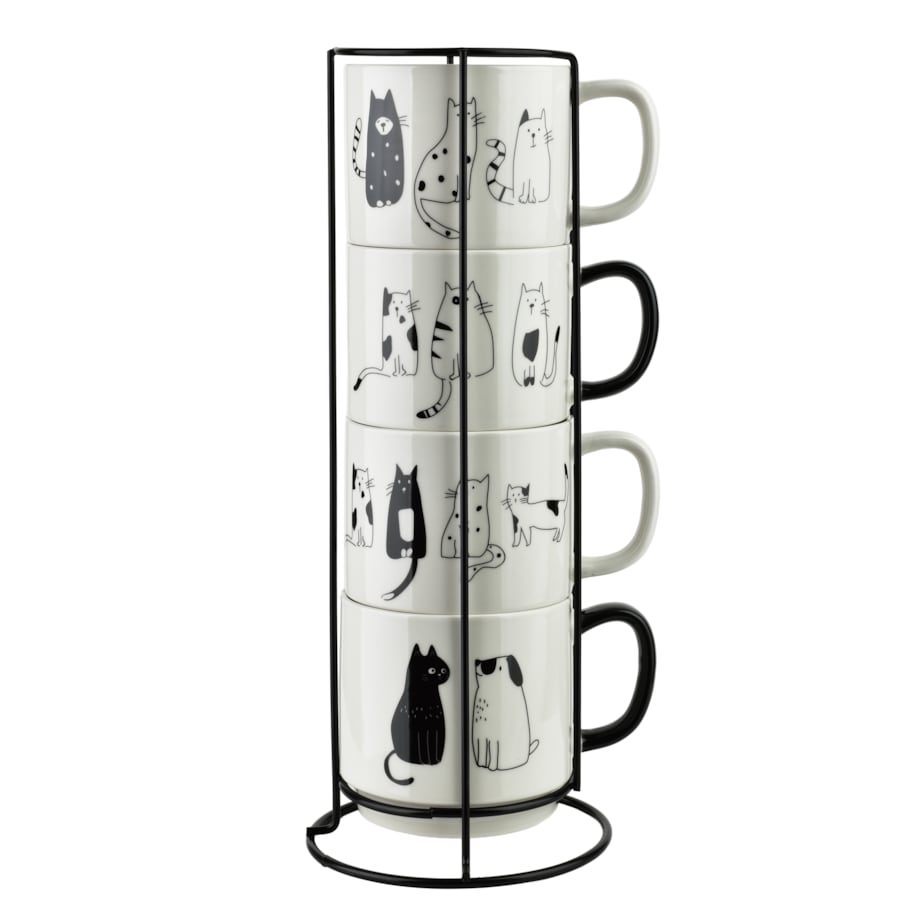 Komplet 4 kubków na stojaku Cottello