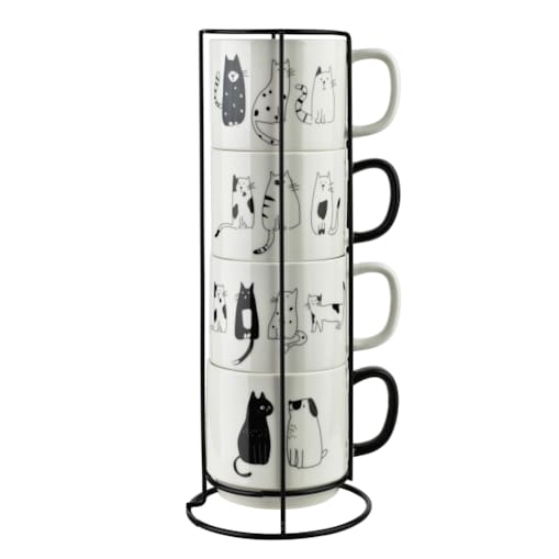 Komplet 4 kubków na stojaku Cottello