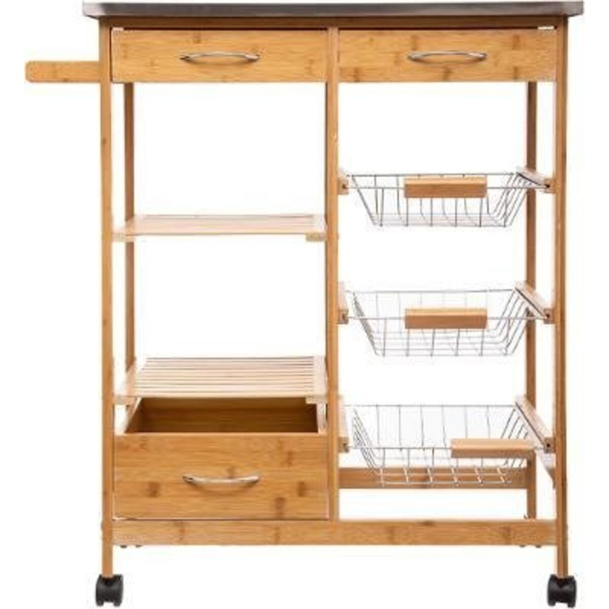 Wózek kuchenny na kółkach, bambusowy, 37 x 76 x 86 cm