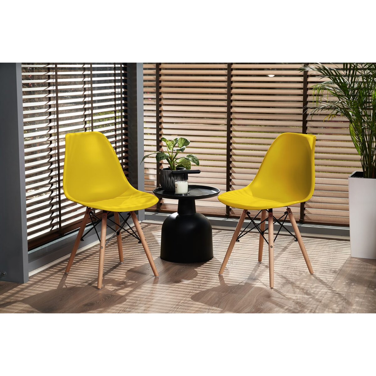 Krzesło skandynawskie wyprofilowane EVA żółte
