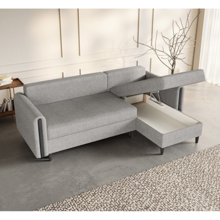 Narożnik GALOS z funkcją spania- szary- prawostronny