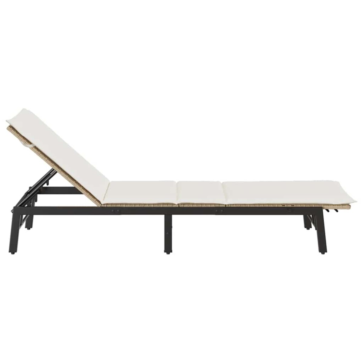 vidaXL Leżak z poduszką, beżowy, polirattan