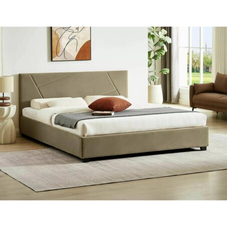 Łóżko tapicerowane COLUMBIA VELVET 160x200 beżowe z pojemnikiem