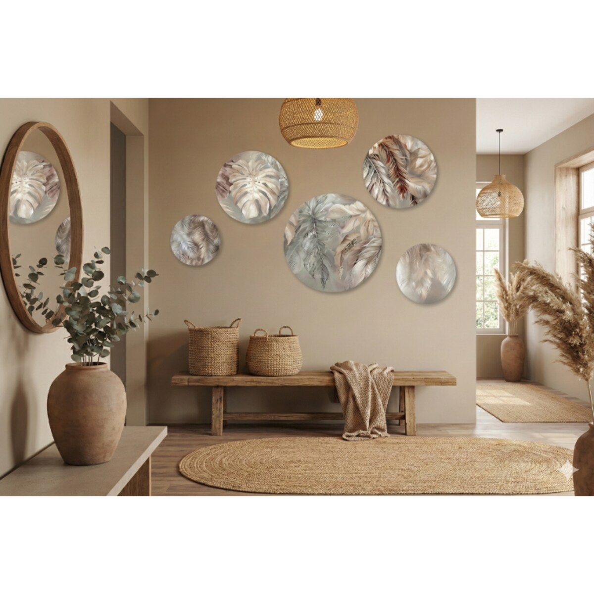 Beżowe Obrazy ścienne Liście Monstera na ścianę do pokoju salonu sypialni