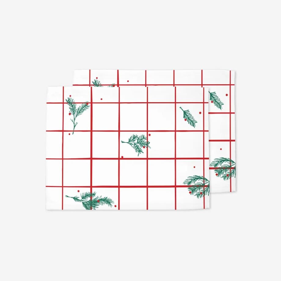 Podkładki świąteczne - krata i gałązki