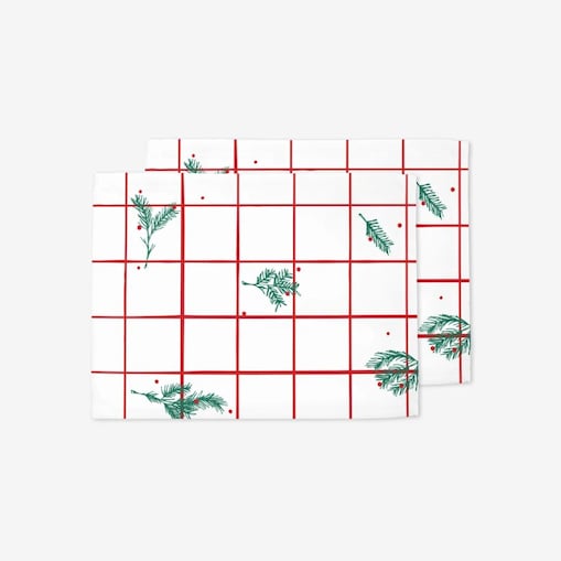 Podkładki świąteczne - krata i gałązki