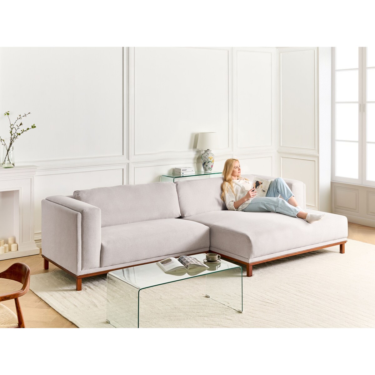 Narożnik VENG Jasnobeżowy dla 4 osób