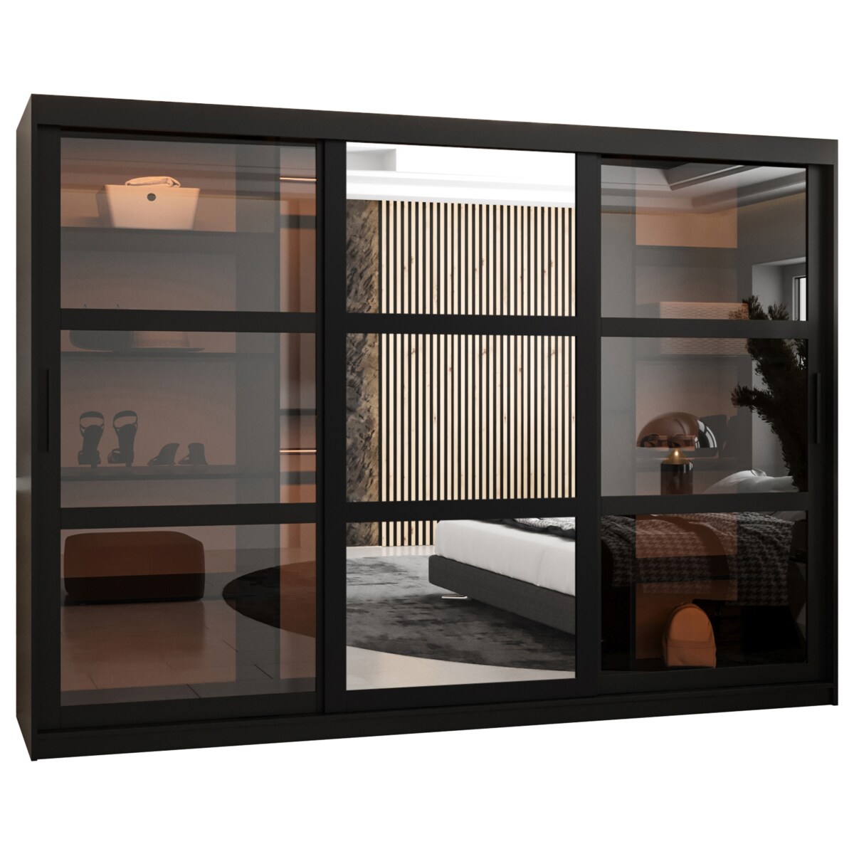 Szafa przesuwna Garderoba DOME 2 250 czarny