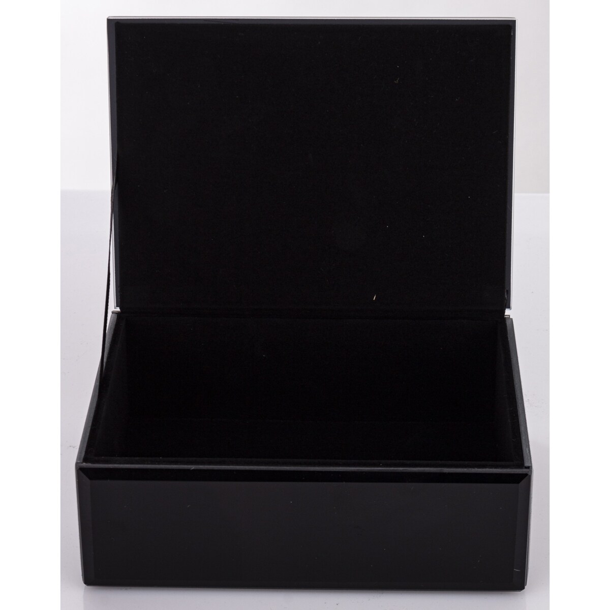 Szkatułka szklana na biżuterię 16x12x6 cm DEKOR AGAT czarna