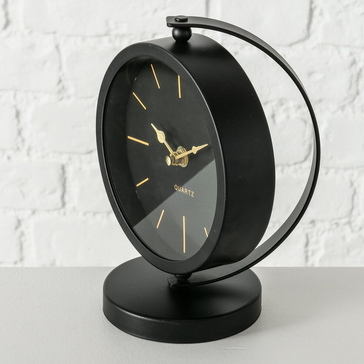 Zegar stołowy czarny BALIA, złote wskazówki, 20 cm, na baterie, metal
