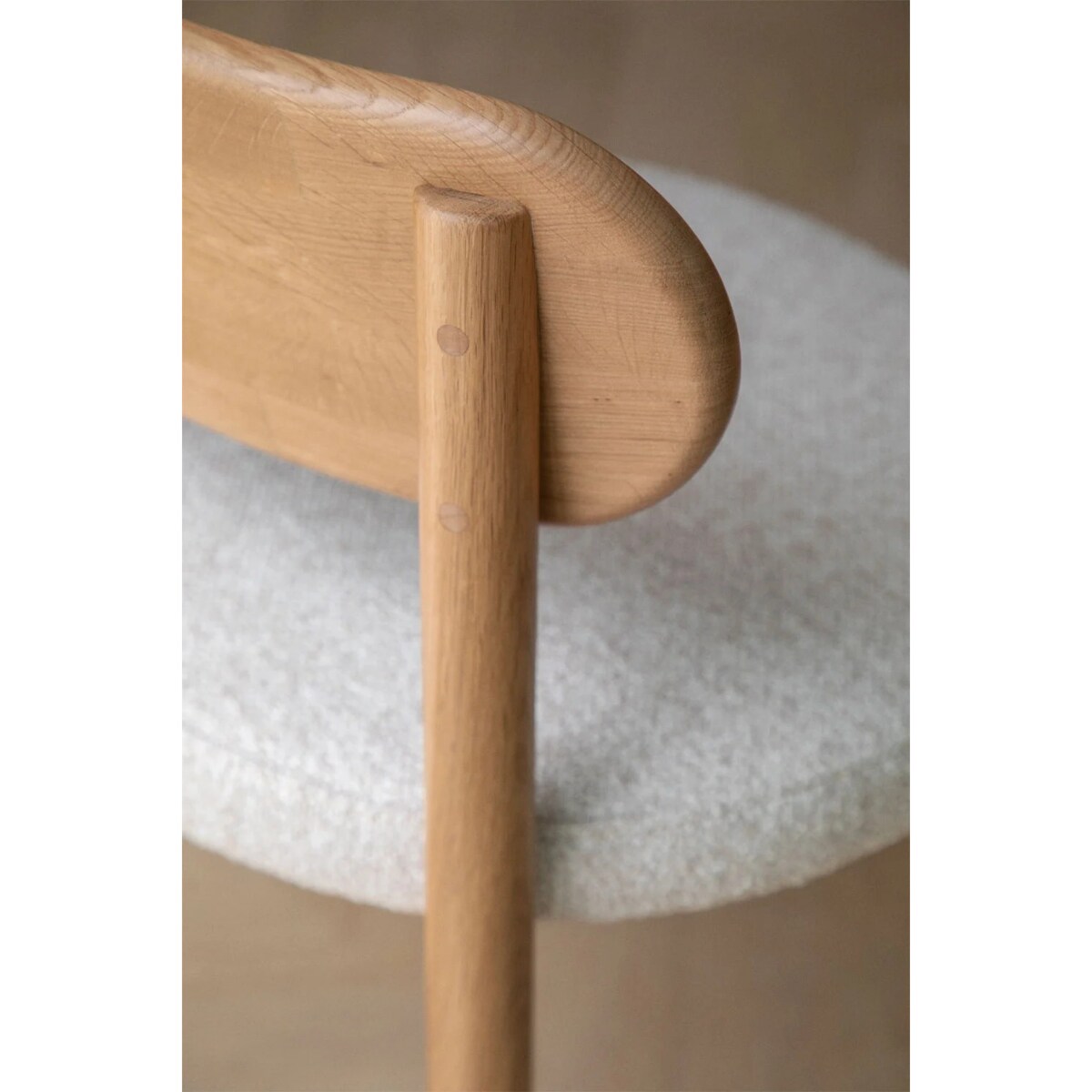 Krzesło do jadalni dębowe, naturalne, bouclé Bianca