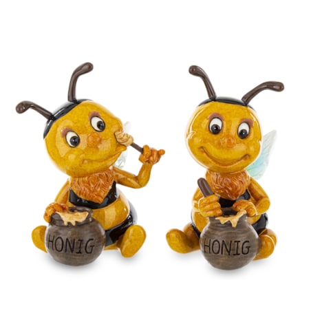Dekoracja - para kolorowych pszczółek 13x9x10 cm API zjadające miód
