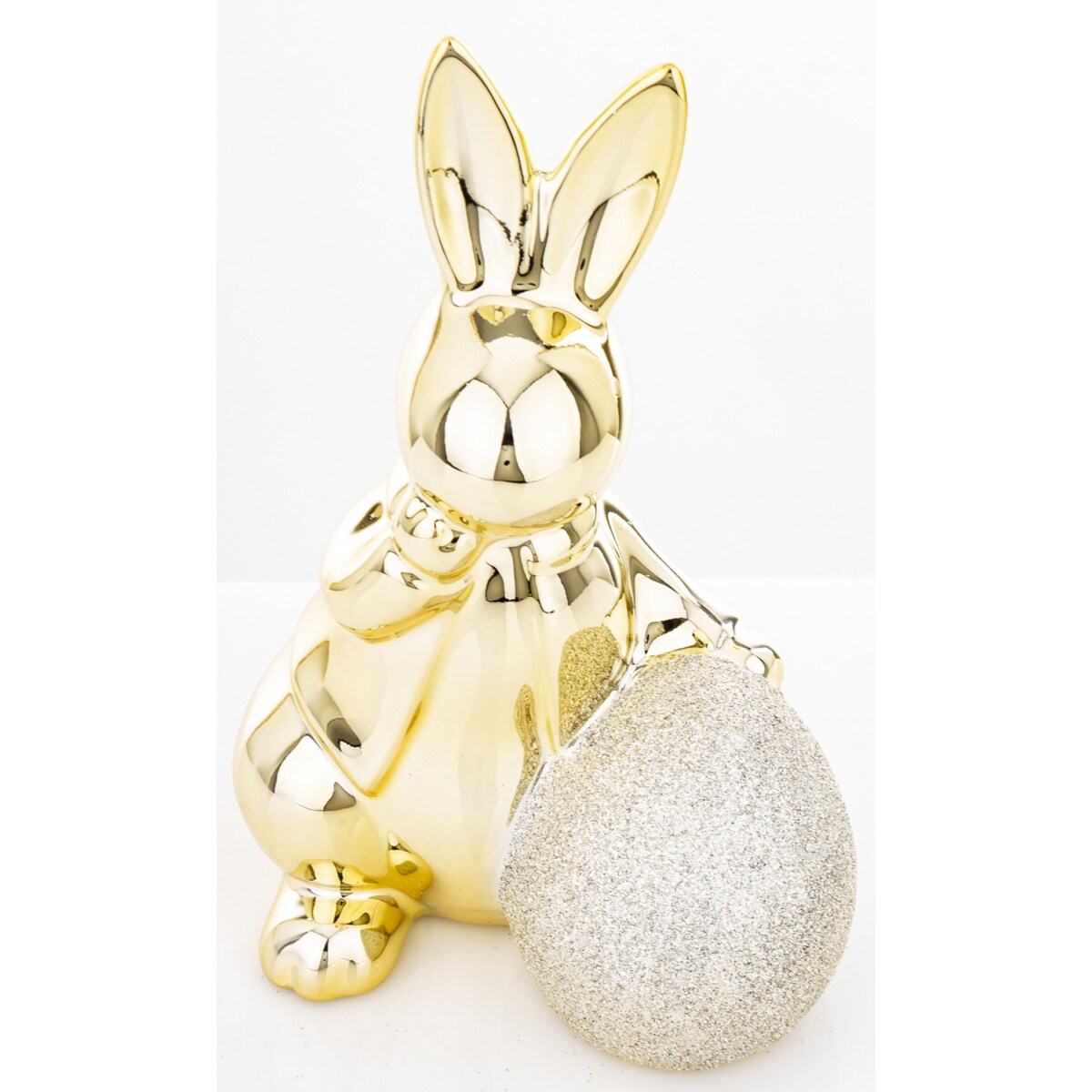 Dekoracja - złoty królik z jajkiem 18x10x11 cm