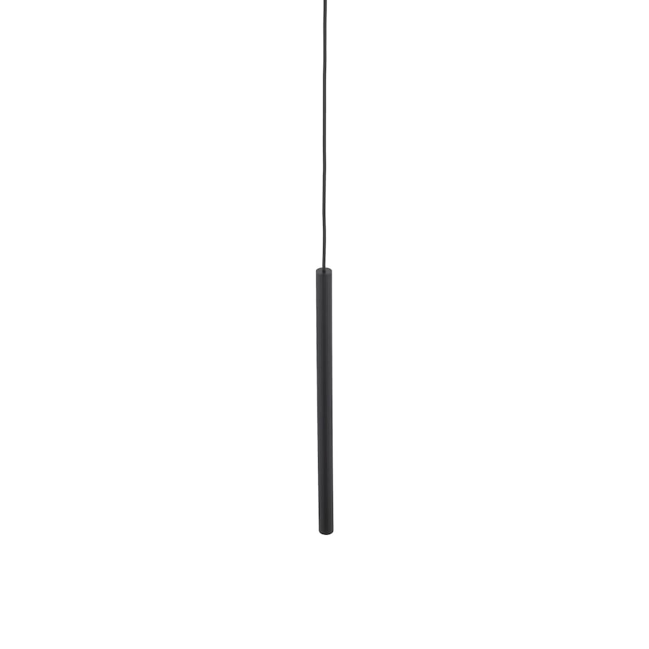 Lampa Wisząca Tk Lighting Ferro Czarna Ryflowana Metalowa Tuba Sopel Rurka 50Cm 1Xg9