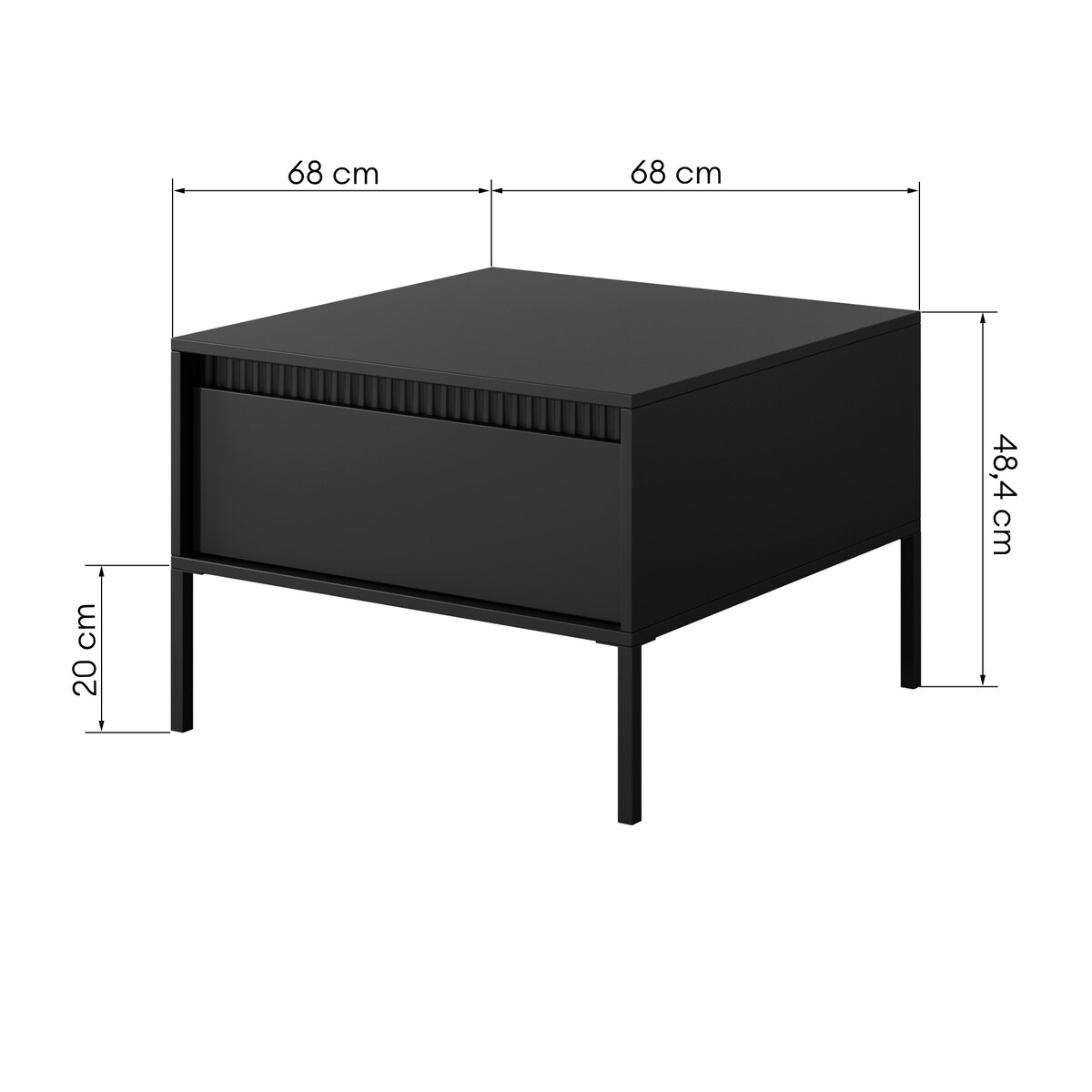Stolik kawowy z szufladą 48,4x68x68 cm LEMAL czarny