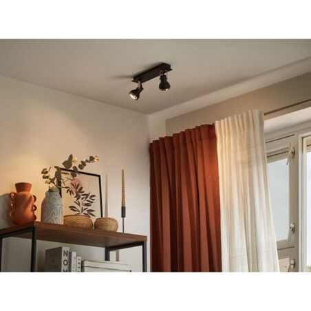 Lampa sufitowa 2-punktowa prostokątna metalowa czarna z miedzianym BARO