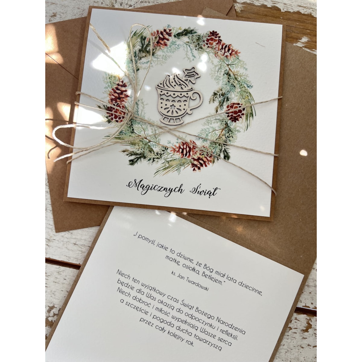 Wyjątkowa ręcznie robiona kartka świąteczna na Boże Narodzenie