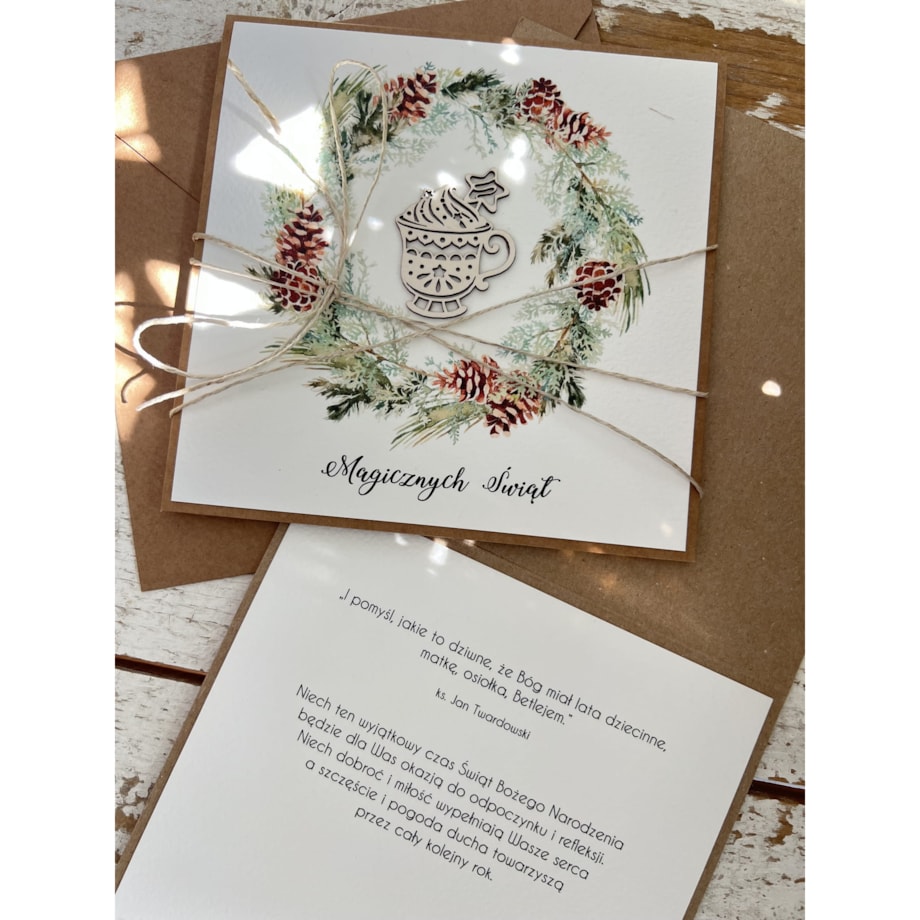 Wyjątkowa ręcznie robiona kartka świąteczna na Boże Narodzenie