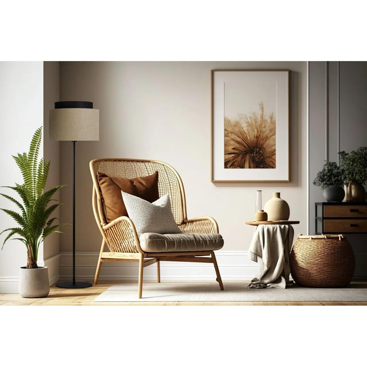 Lampa stojąca ASU I beżowa/czarna