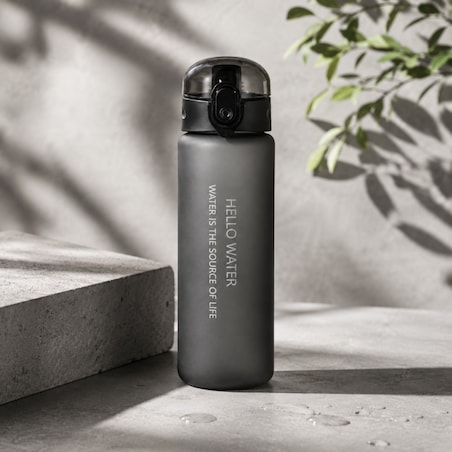 Butelka na wodę, sportowy bidon HELLO WATER 600ML czarny BD69