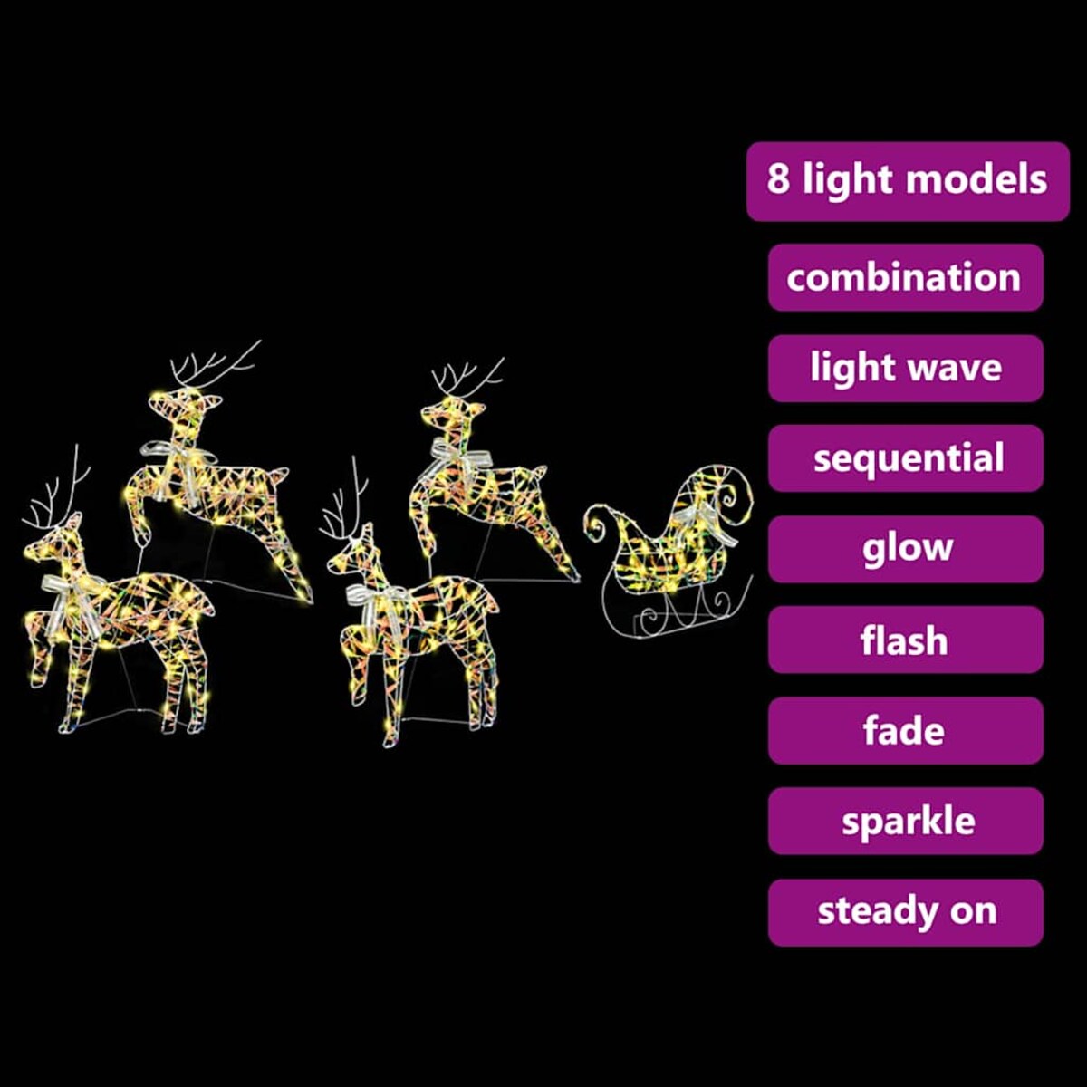 vidaXL LED Renifery z 40 diodami LED 5 pcs Wielokolorowy PET