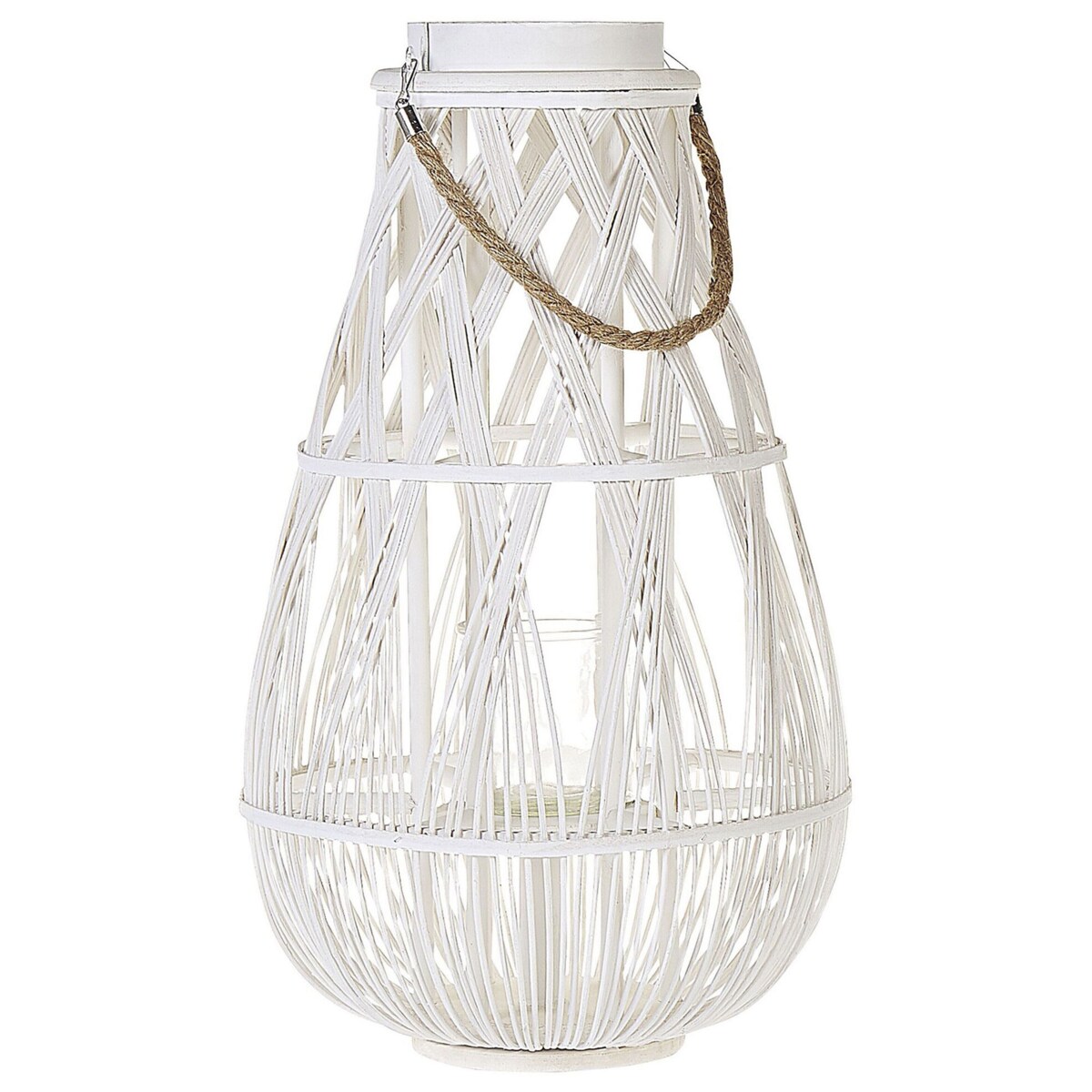 Lampion drewniany 56 cm biały TONGA