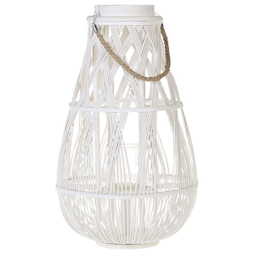 Lampion drewniany 56 cm biały TONGA