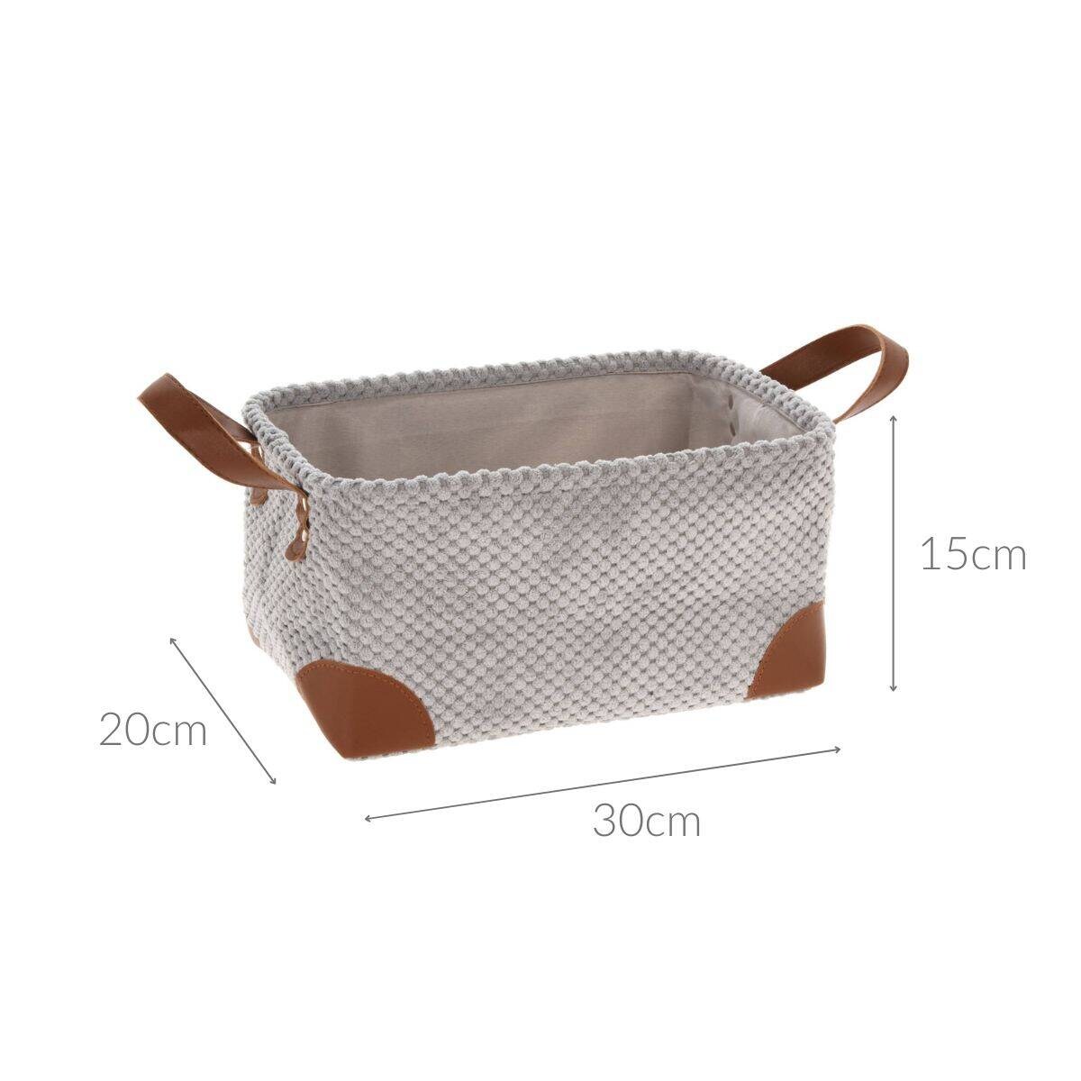 Koszyk do przechowywania, sztruks z uchwytami, 30 x 20 x 15 cm