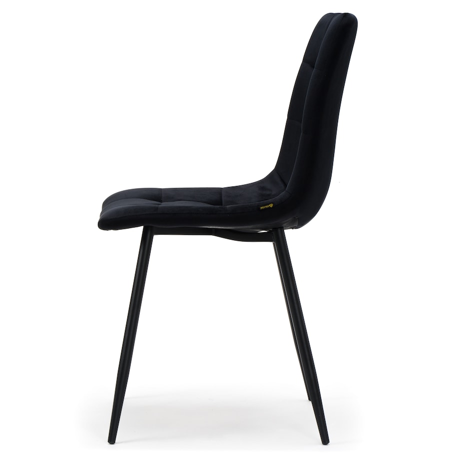 Krzesło tapicerowane pikowane welurowe do salonu jadalni PARMA czarna