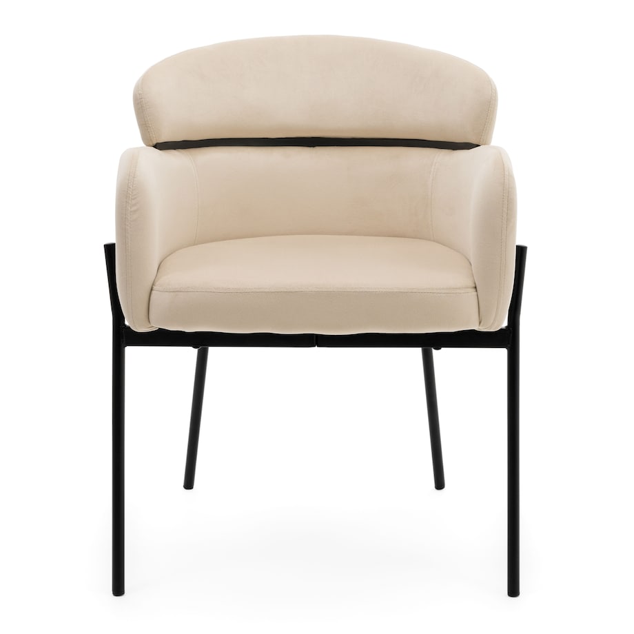 Krzesło tapicerowane welurowe do salonu BOLZANO beżowe