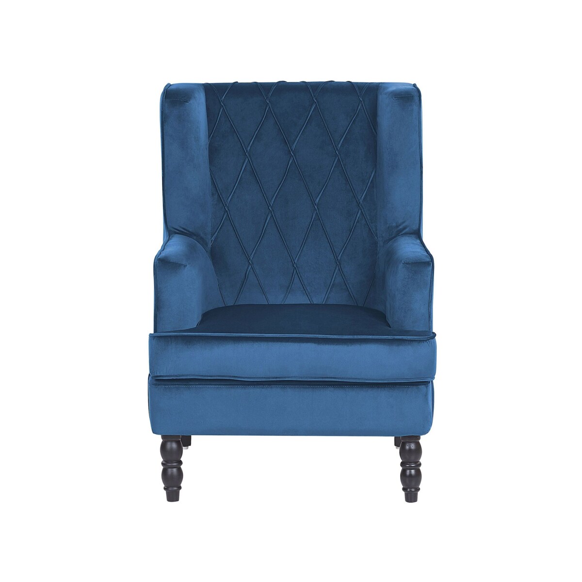 Fotel welurowy z podnóżkiem niebieski SANDSET