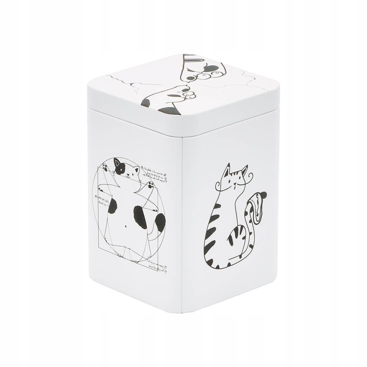 Metalowa puszka z pokrywką CAT ARTIST z motywem kota na kawę herbatę zioła przyprawy szpargały - prezent dla kobiety żony dziewczyny mamy babci niej